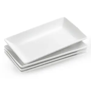 Platos de servicio de melamina de 9,84 pulgadas de color personalizado, bandejas rectangulares, platos de servicio blancos, juego de platos de melamina