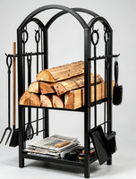 Support de rangement en fer pour bûches de cheminée d'intérieur avec porte-chaudron, pelle et brosse à foyer – Vente en gros