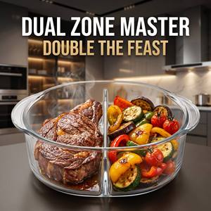 Friteuse à air double zone 2500W Pro 8L avec panier en verre borosilicate, four intelligent sans huile avec cloison FlexBasket, cuisinière saine - Product Image 3