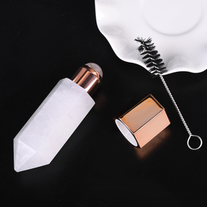 Flacon roll-on d'huile essentielle en cristal naturel, pointe en quartz rose, roll-on de parfum en pierre précieuse pour l'aromathérapie et le massage - Product Image 3
