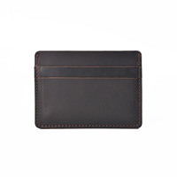 Dompet Kartu Kredit Kulit Sapi Asli Crazy Horse Warna-warni untuk Belanja dan Bank, Tempat Kartu Kulit Asli