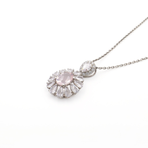 925 <b>Sterling</b> <b>Silver</b> Natural Rose Quartz Cute Wedding Anniversary Gift Pendant & <b>Earring</b> <b>Set</b> Rhodium Plated Fine Jewelry OEM ODM - Product Image 5
