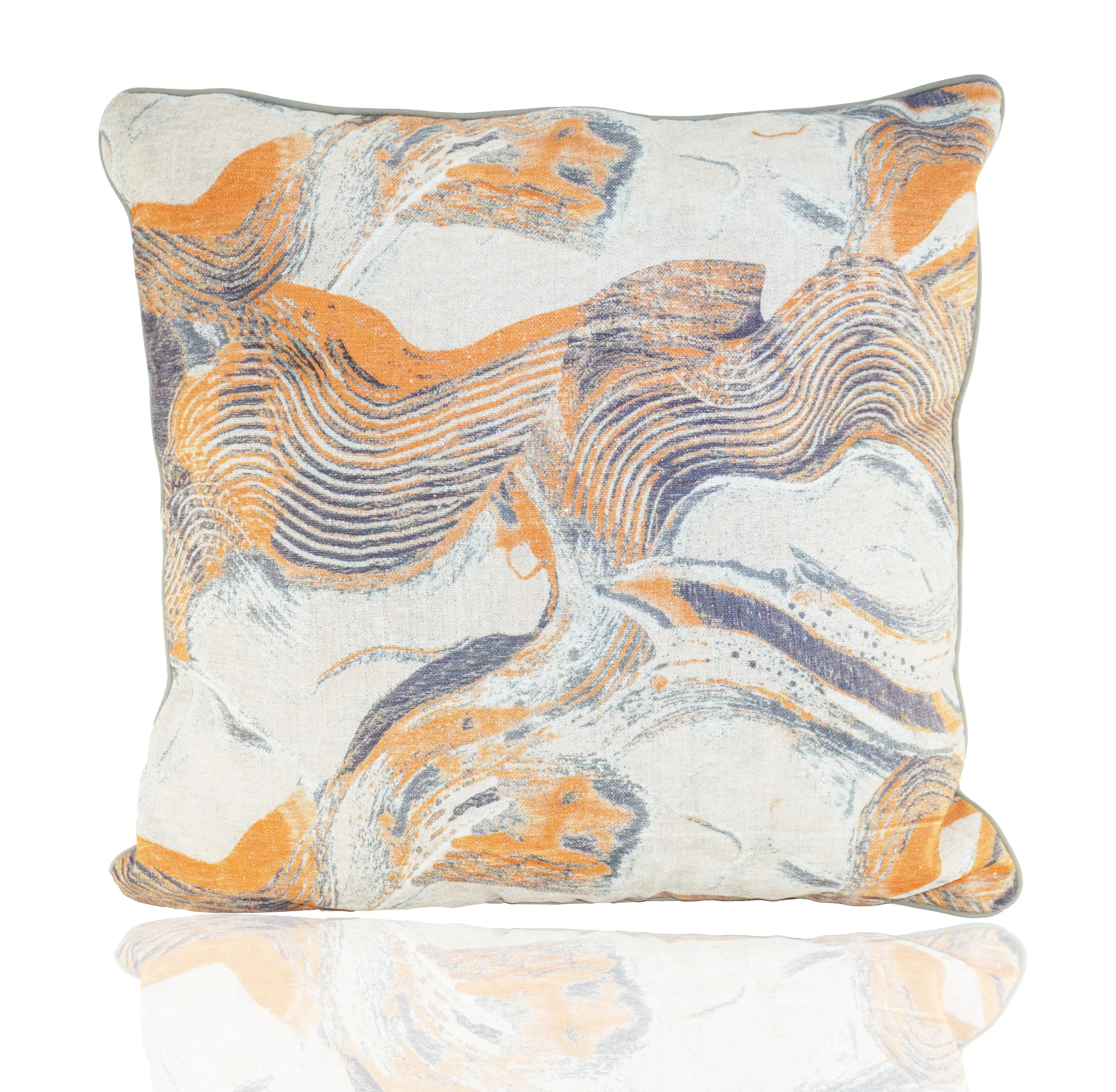 Chenille gold printed throw pillow stitching linen orange pattern cushion