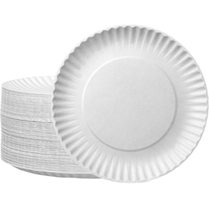 Assiettes en papier jetables blanches de couleur unie personnalisées, 100 pièces, ensemble de vaisselle haut de gamme pour fêtes d'anniversaire, fabriquées en pâte à papier CN ZHE No - Product Image 1
