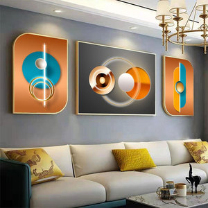 Decoración de lujo para el hogar marco de aluminio abstracto moderno impresiones geométricas cuadro de porcelana de cristal lienzo arte de pared de cristal - Product Image 1