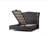 Cadre de lit de rangement rembourré en tissu moderne Design d'usine professionnel pour chambre simple double queen king size hôtel