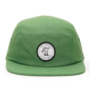 Casquettes de course à 5 panneaux en chanvre tissé non structuré avec logo personnalisé, chapeaux verts - Product Image 2