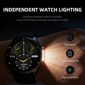 Montre connectée NFC avec contrôle de la musique, lampe torche, HW18 <span class=keywords><strong>Pro</strong></span>+, montre connectée ronde de sport de plein air tendance avec moniteur de fréquence cardiaque - Product Image 4
