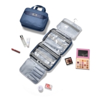 Bolsa de Aseo Expandible con Bolsillos Dispersos, Multifuncional, de Poliéster con Diamantes Rosados