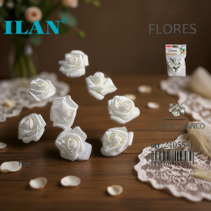 Rose artificiali bianche ILAN, 6 pezzi, decorazione floreale per matrimoni e feste - Product Image 3