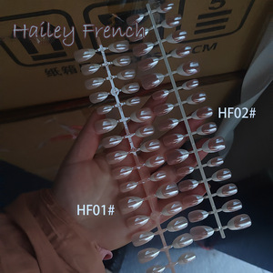 30 faux <span class=keywords><strong>ongles</strong></span> <span class=keywords><strong>Hailey</strong></span> French Press-on, forme amande moyenne, électro-plaqués, scintillants, couleur nude, pour femmes, usage quotidien - Product Image 3