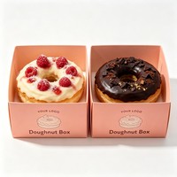 Boîtes à pâtisserie roses biodégradables de qualité alimentaire avec logo personnalisé, pour gâteaux, desserts, beignets