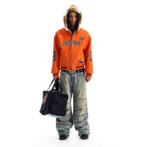 Vestes bomber réversibles pour hommes, personnalisées avec logo brodé, en <span class=keywords><strong>fourrure</strong></span> polaire, streetwear, motard, épaisses, coupe-vent, isolées - Product Image 4