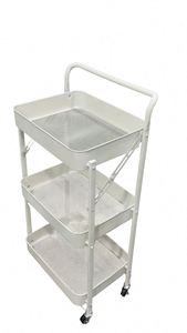 Modern Stainless Steel Foldable Cart With 3 Tier Wheeled Rolling Kitchen Gadgets for Easy Bulk Order - Product Image 5
