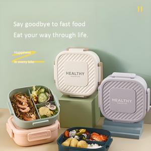 Cấp Thực Phẩm Nhựa 1300Ml 3-Ngăn Hình Chữ Nhật Nhiệt Trường Tiffin Thép Không Gỉ <span class=keywords><strong>Bento</strong></span> Trẻ Em Ăn Trưa Hộp Cho Người Lớn - Product Image 4