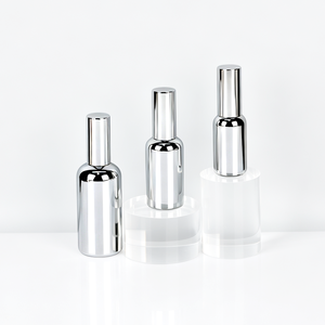 Silver Glass <b>Dropper</b> <b>Bottle</b> Cosmetic Serum Container Essential Oil Packaging Custom Printed - Product Image 3