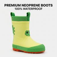 Bottes de pluie pour enfants en néoprène, motif grenouille de dessin animé mignon, mi-mollet, toutes saisons, imperméables, avec poignée de traction, design personnalisé
