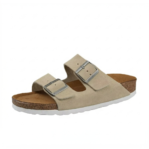 Sandalias <span class=keywords><strong>Arizona</strong></span> de Gamuza de Vaca Premium, Fabricación OEM, Cuero Genuino, Corcho, Etiqueta Privada, Logotipo Personalizado, Doble Hebilla, Mules Ergonómicos - Product Image 4