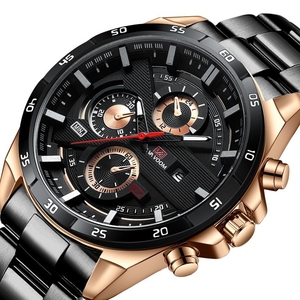 Montre chronographe de sport multifonction pour hommes, étanche, avec sous-cadrans 24H, en acier inoxydable, calendrier lumineux, montre-bracelet à Quartz - Product Image 1