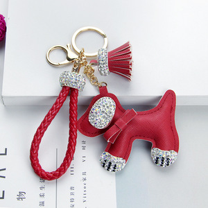 LLavero de cuero <span class=keywords><strong>con</strong></span> diamantes de imitación para perro, colgante para bolso, accesorios - Product Image 2