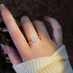 Anello di fidanzamento FOXI placcato in oro 18k cuore <span class=keywords><strong>D</strong></span> colore VVS Moissanite diamante anello di alone 925 <span class=keywords><strong>argento</strong></span> Sterling Moissanite anello di <span class=keywords><strong>nozze</strong></span> - Product Image 5