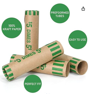 Conjunto de Embudo y Envolvedor para Clasificar Monedas, Tubo Contador de Monedas Codificado ABA de 5 Colores con Rollos de Papel Kraft para el Hogar, Banco u Oficina - Product Image 6