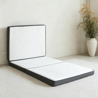 Matelas en mousse à mémoire de forme pliable en trois parties, 4 pouces, simple, avec housse amovible, design réversible, surmatelas pliable, pour voyage et invités, résistant à l'eau