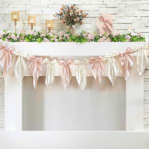 Guirnalda Decorativa de Satén con Lazo Bicolor Rosa y Blanco de 7.9 pies para Decoraciones de Fiestas de Cumpleaños y Bodas - Product Image 4