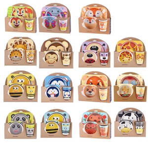 Plato de comedor de fibra de bambú con dibujos animados, tazón de arroz, respetuoso con el medio ambiente, 5 uds. - Product Image 3