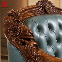 Canapé en cuir véritable haut de gamme de style chinois moderne, en cuir de vachette pleine fleur, avec structure en bois massif noir et or, pour salon domestique