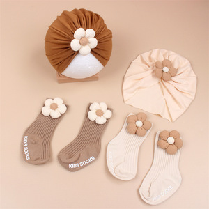 Bonnet en coton automne-hiver et chaussettes antidérapantes pour bébés garçons et filles, nouveau-nés jusqu'à 2 ans, pour usage quotidien, <span class=keywords><strong>plage</strong></span>, fêtes, uni - Product Image 5