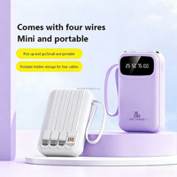Station d'alimentation 10000 mAh, batterie externe mobile, affichage LED, câble intégré détachable, entrée USB Type-C 20W, fabrication directe OEM/ODM