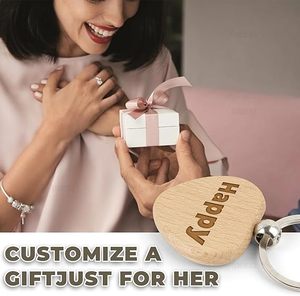 Wooden <b>Heart</b> Shape <b>Wood</b> Keychain Blanks Engraving Unfinished Key Chain Tag for DIY Gift Crafts Personalized EDC or Best Craft - Product Image 5