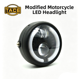 Phare LED rétro de 6 pouces pour moto Harley, avec clignotant ambre, phare avant rond universel noir - Product Image 6