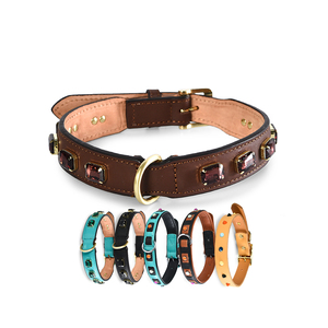 Accesorios de diseñador de lujo para mascotas, <span class=keywords><strong>Collar</strong></span> para perros y gatos, <span class=keywords><strong>Collar</strong></span> de cuero ajustable para mascotas, joyería marrón, <span class=keywords><strong>Collar</strong></span> para perros - Product Image 1