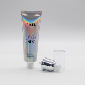 RISEN Empty Holographic Airless Pump Bottle Custom Logo Sunscreen Face Mask Serum Skin Care Cosmetic Packaging