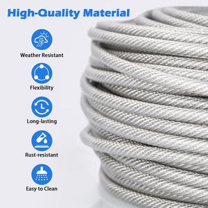 สายเคเบิลเหล็ก Hannger 3/16 นิ้ว ยาว 100 ฟุต เคลือบ PVC แบบ 7x7 Strand สำหรับราวบันได ระเบียง และชานบ้าน - Product Image 4