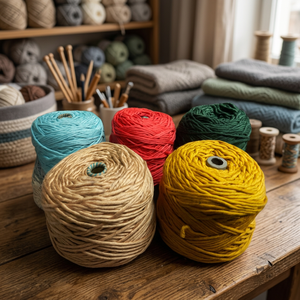 Cordón de Macramé de una Sola Hebra, 100% Algodón Recubierto, 4mm de Diámetro, Ecológico, para Bolsas y Prendas, Surtido de Colores en Conos - Product Image 3
