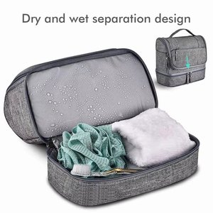 Bolsa de Cosméticos Impermeable de Poliéster con Cierre de Cremallera, Asa Suave, Ecológica, Plegable, para Uso en Exteriores, Neceser de Viaje Colgante para Maquillaje - Product Image 3