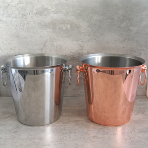Seau à glace isotherme en acier inoxydable 3L personnalisé pour champagne, bière et cocktails, avec poignée, en métal, vente en gros - Product Image 1