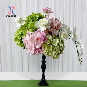 Arreglo Floral de Peonías y Hortensias Rosadas en Seda, Estilo Moderno Vintage, Jarrón Romano, Decoración de Mesa para Pascua y Navidad - Product Image 1