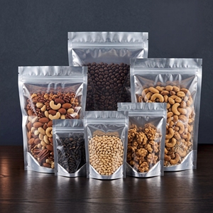Silvery Golden Aluminum Foil Aluminized Matte Semi-Transparent Resealable Stand-Up Zipper <b>Bag</b> Food Noodle Snacks Nuts Packaging - Product Image 1