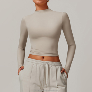 Chaquetas de Yoga de manga larga con agujeros para el pulgar para mujer con sensación desnuda personalizada - Product Image 5