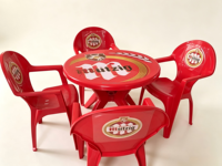 Promotion : Ensemble de mobilier de patio extérieur moderne et imperméable, avec logo de bière imprimé, pour restaurant, bar, marketing, table pliable carrée en plastique
