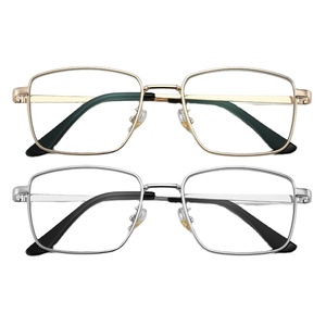 Lunettes de lecture correctrices unisexes pour hommes avec monture intégrale, verres carrés photochromiques anti-lumière bleue, verres gris or/argent - Product Image 3