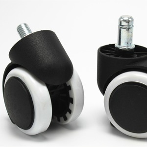 Ruedas giratorias silenciosas de poliuretano blanco de 2 pulgadas (50 mm de diámetro) con tornillo, sin freno, de banda de rodadura suave para muebles. - Product Image 1