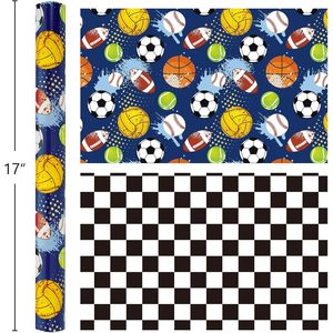 Burymento Ball Wrapping Paper 17 In X 16.4 Ft Reversible Checkerboard Gift <b>Wrap</b> For Birthday Valentine39s Day Mother39s Day - Product Image 3