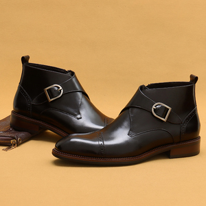 Botas de Tobillo de Cuero Vacuno para Hombre, con Cierre, Estilo Británico, de Lujo Ligero, Botas de Cuero Genuino - Product Image 2