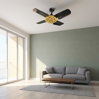 Ventilador de Techo de Hierro Vintage de 24'' con 4 Aspas, 60W, Control de Pared, Silencioso 30-34dB, 365 RPM, Ahorro de Energía para Hotel/Dormitorio