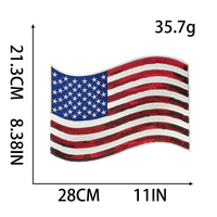 Patch à sequins drapeau américain, forme ondulée, badges brodés États-Unis, emblème patriotique scintillant pour le dos des vestes